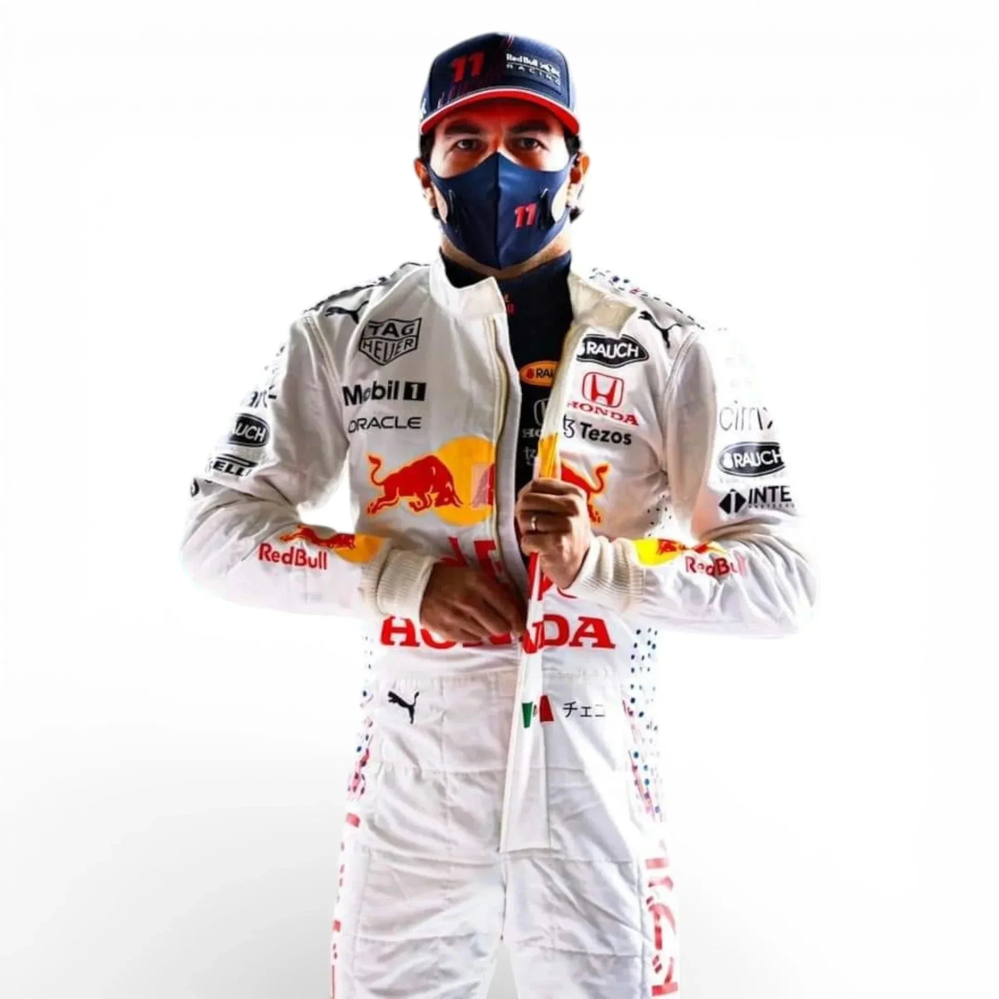 2021 Sergio Perez Red Bull Racing Honda White Formula 1 Race Suit