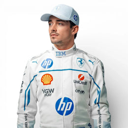 2025 Charles Leclerc Scuderia Ferrari White F1 Race Suit – Monaco GP