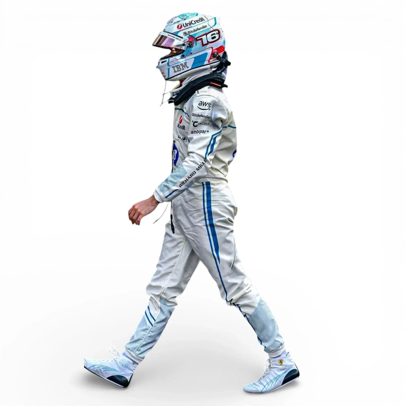 2025 Charles Leclerc Scuderia Ferrari White F1 Race Suit – Monaco GP