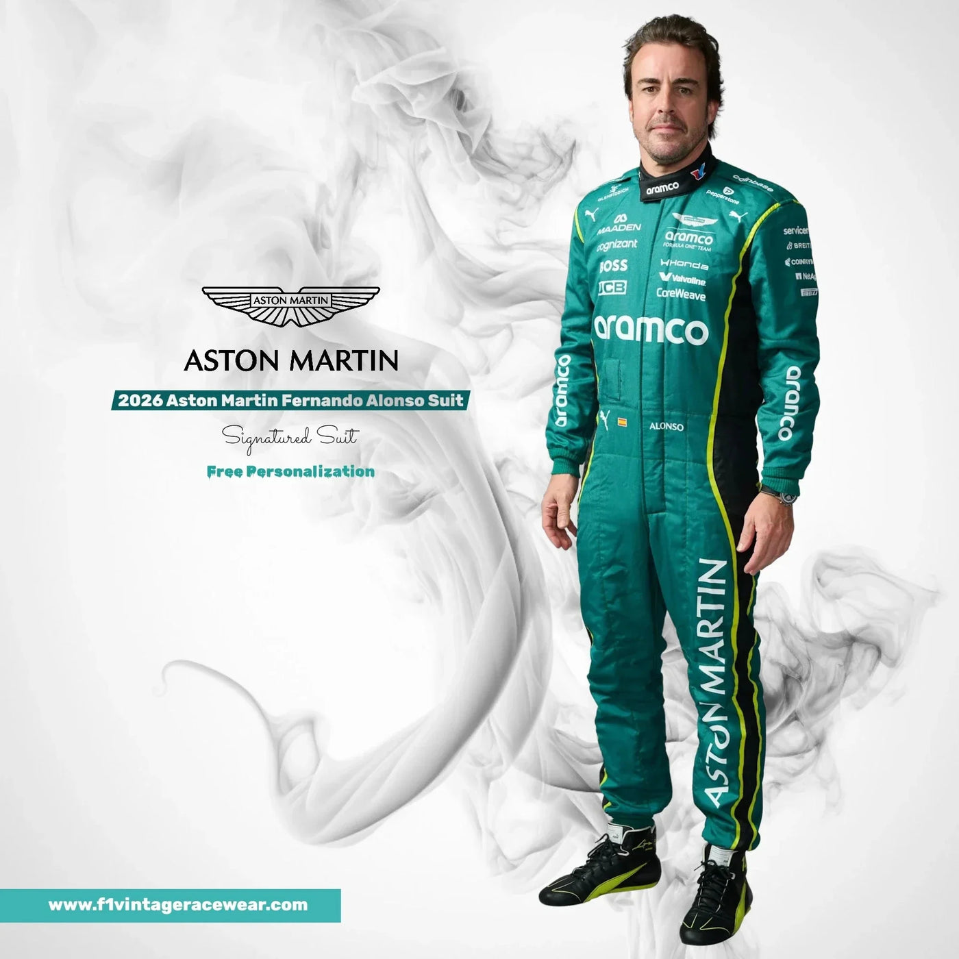 2026 Fernando Alonso Aston Martin F1 Racing Replica Jumpsuit