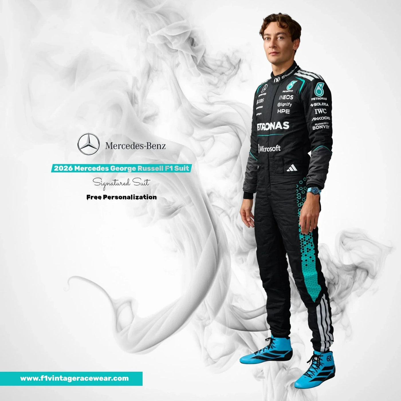 2026 George Russell F1 Driver Mercedes Racing Replica Costume