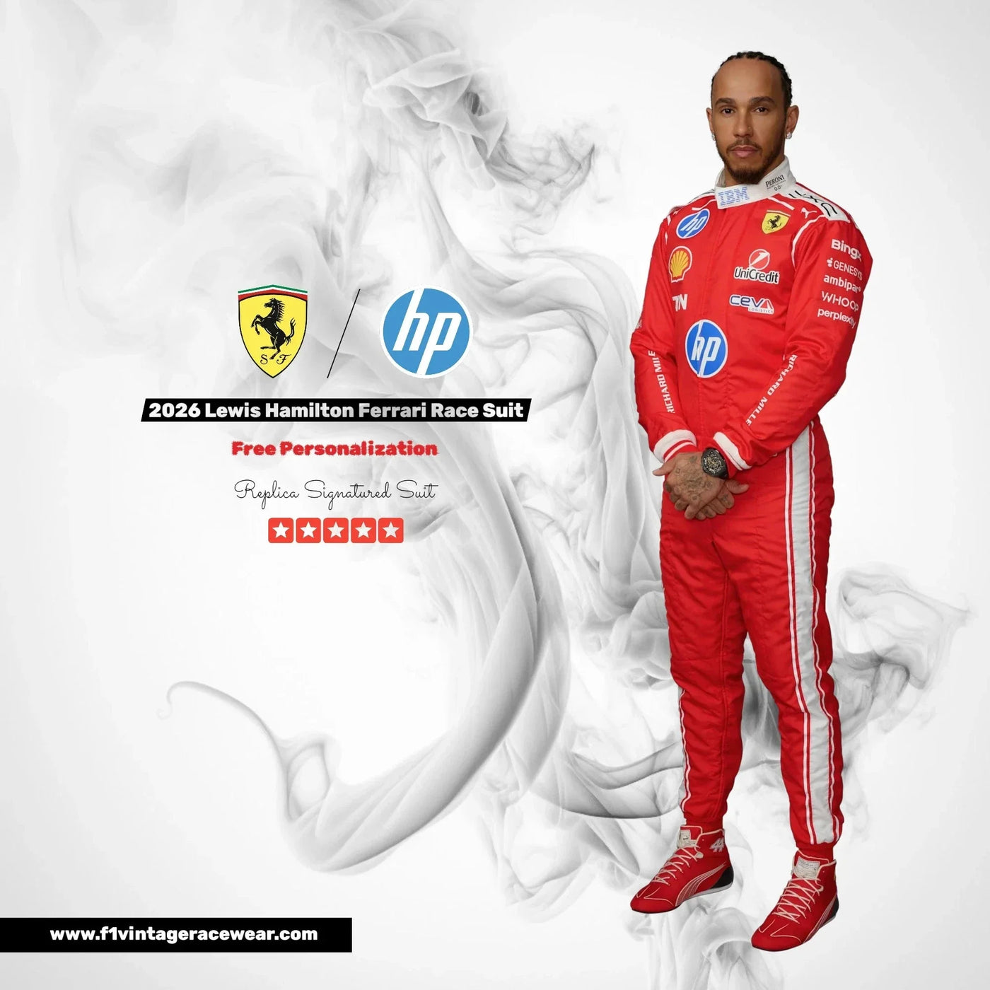 2026 Lewis Hamilton Ferrari HP F1 Replica Race Suit