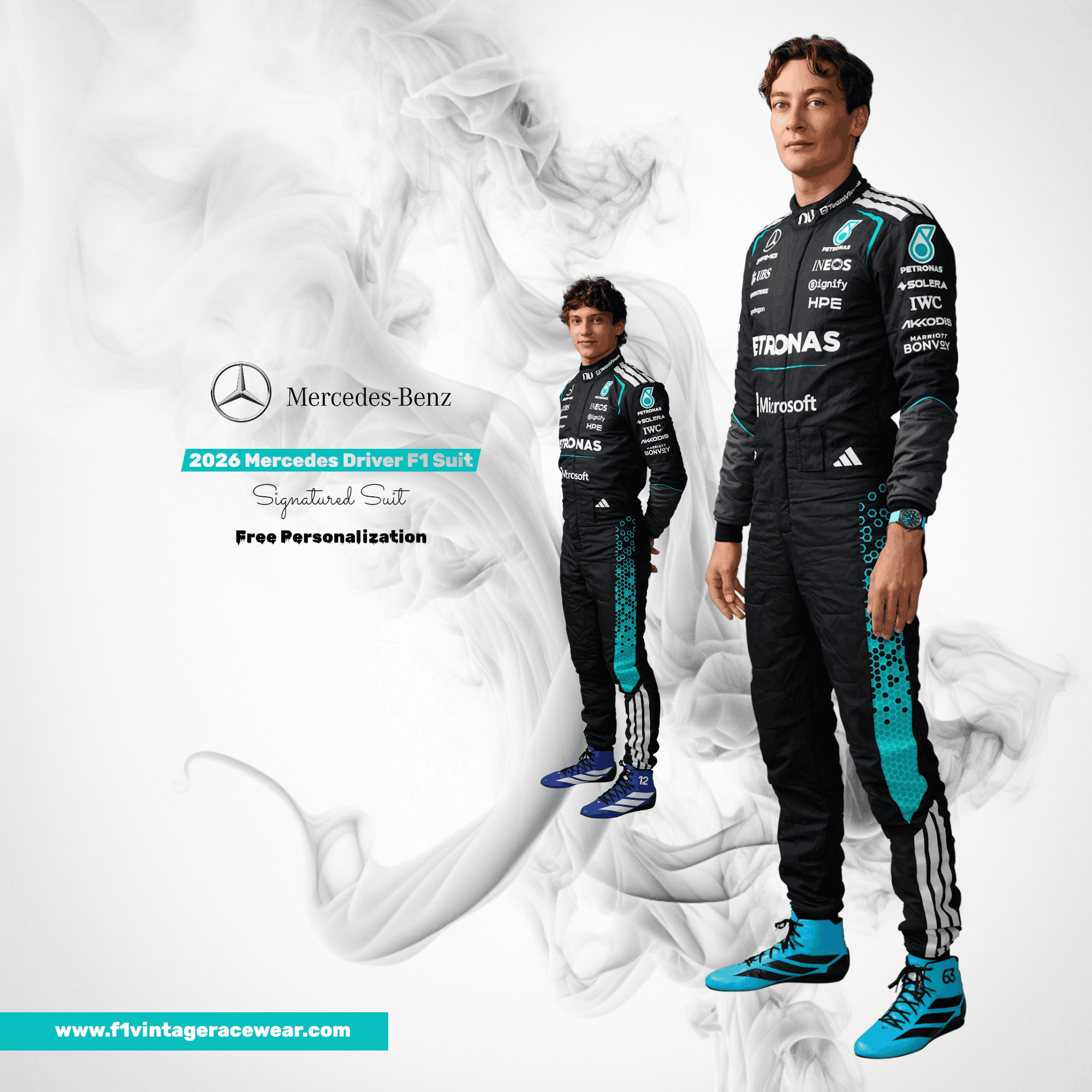 2026 Mercedes F1 Driver Racing Replica Suit | Kids & Adults
