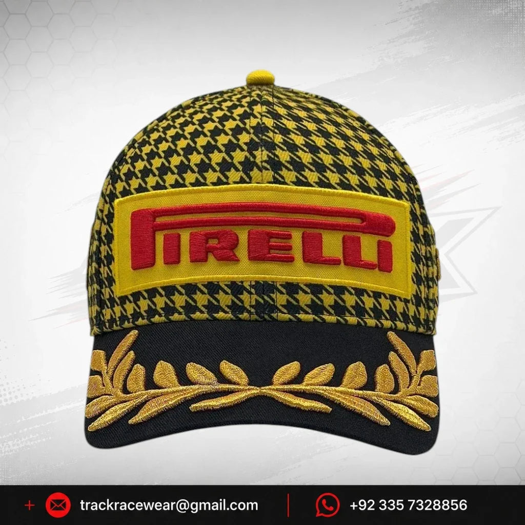 Pirelli Podium Special Edition Great Britain Silverstone GP 1st Place Hat - Houndstooth Yellow/Black