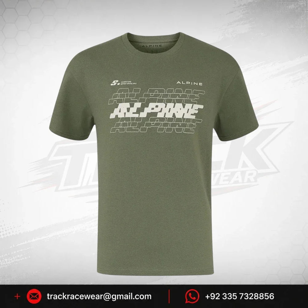 Alpine Racing F1 Silverstone Oversized T-Shirt - Egret/Deep Lichen Green