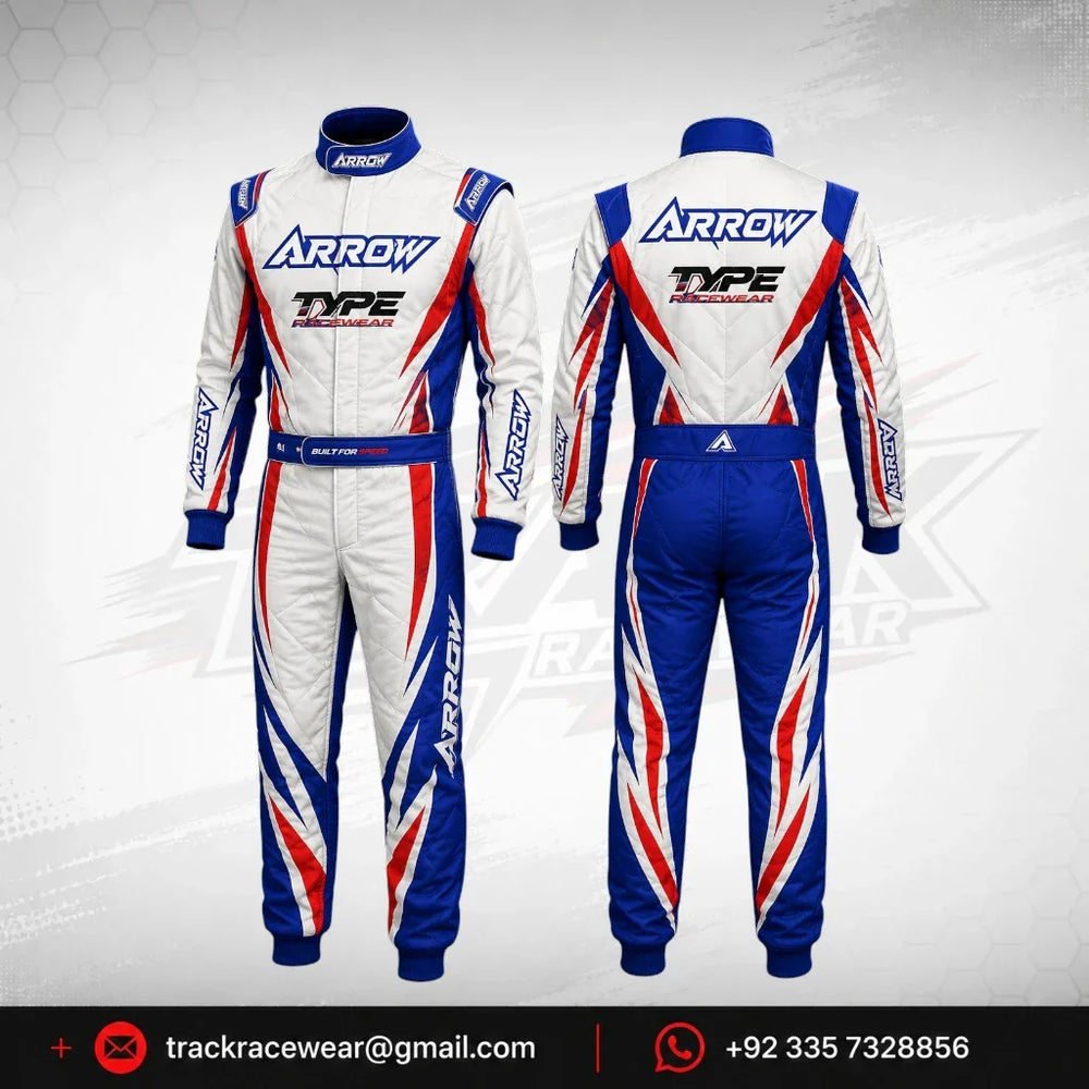 Arrow Kart Racing Suit - white blue red