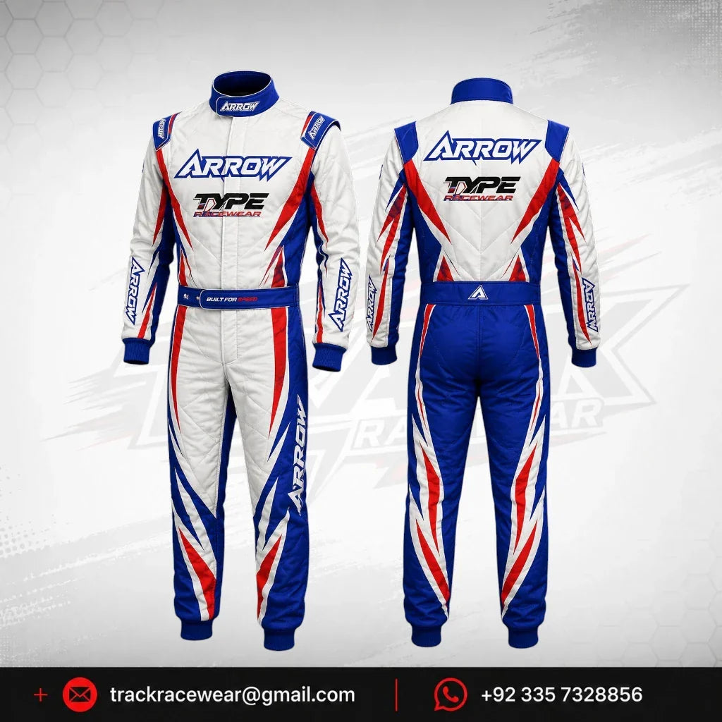 Arrow Kart Racing Suit - white blue red