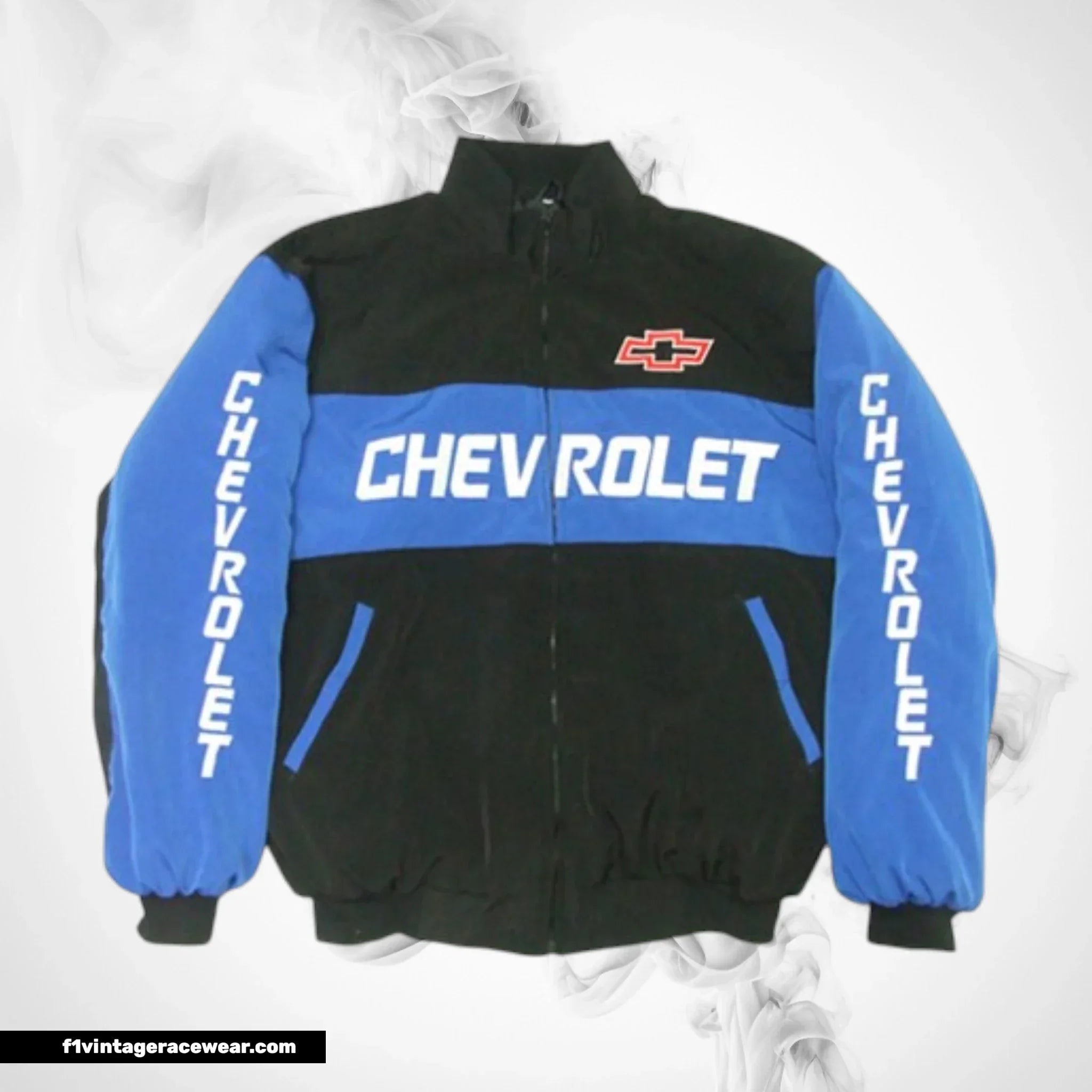 Chevrolet Jacket Black Light Blue Vintage Motorsport Wear