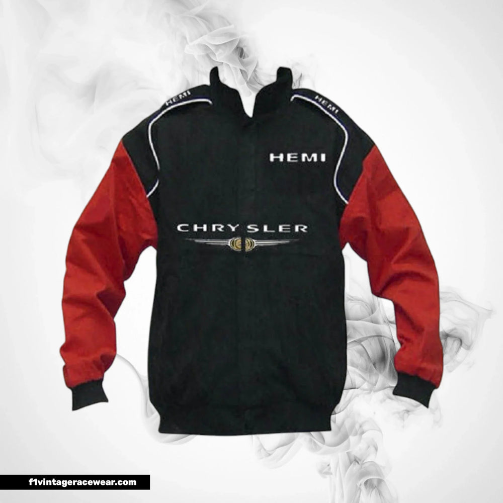 Chrysler Hemi Racing Jacket Black Red Vintage Muscle Style