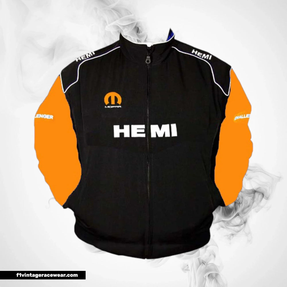 Dodge Hemi F1 Inspired Jacket Black Orange Racing Style