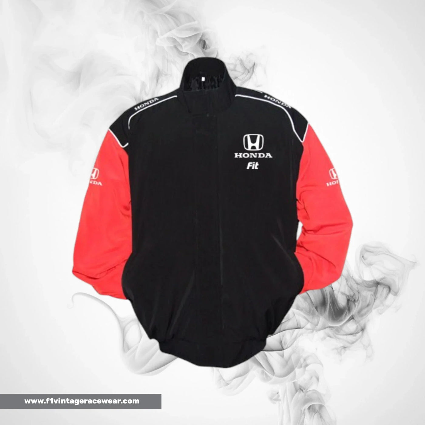 Honda Fit Racing Jacket Black Red Streetwear Style
