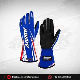 Arrow Kart Racing Gloves | Blue White Red Karting Gloves