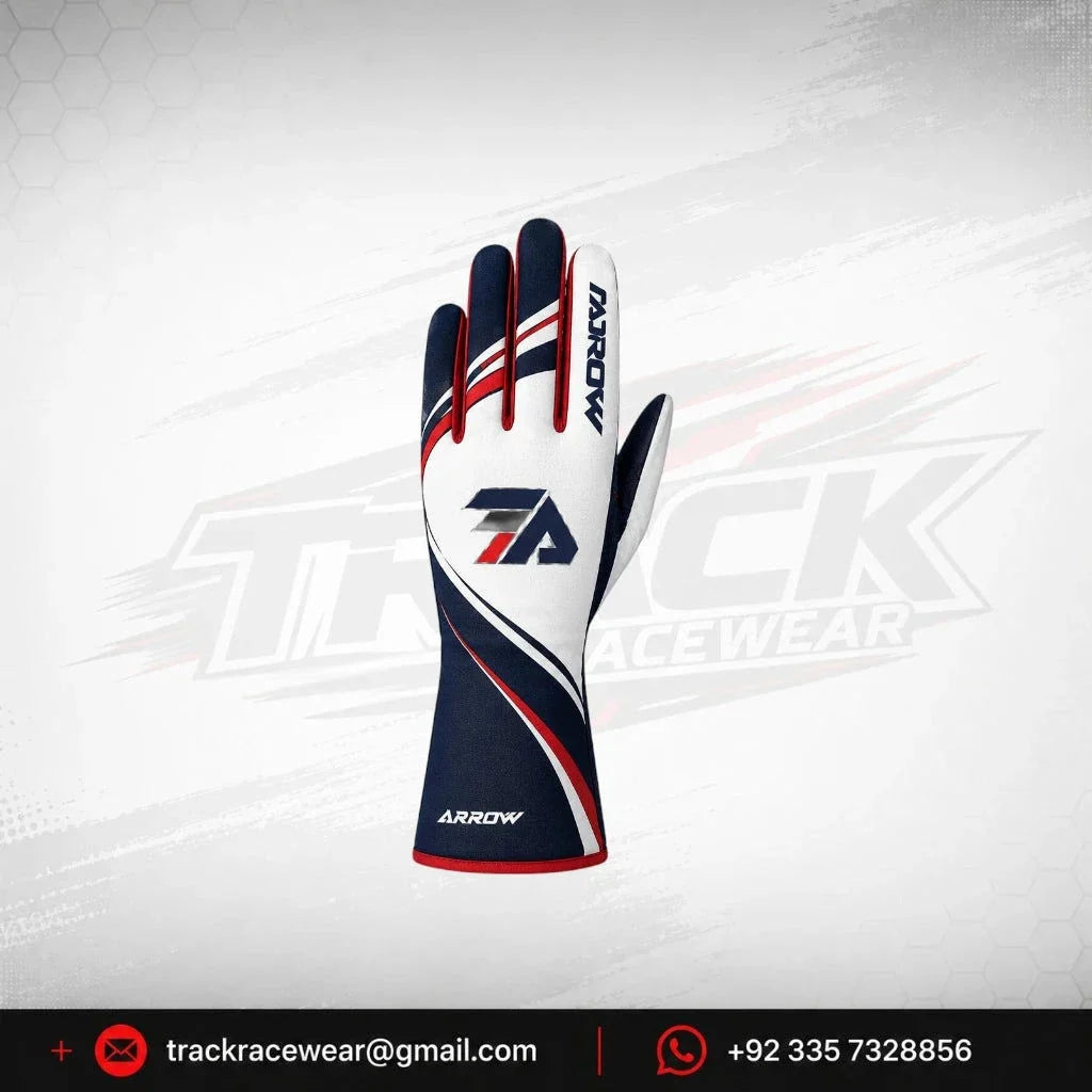 Arrow Lite Team Kart Racing Gloves Red White Navy