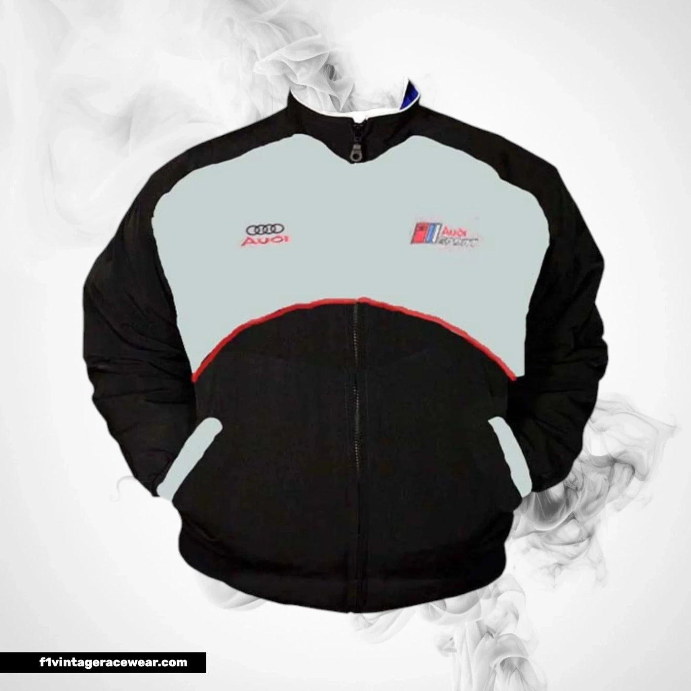 Audi Racing Jacket Light Gray and Black Motorsport Style
