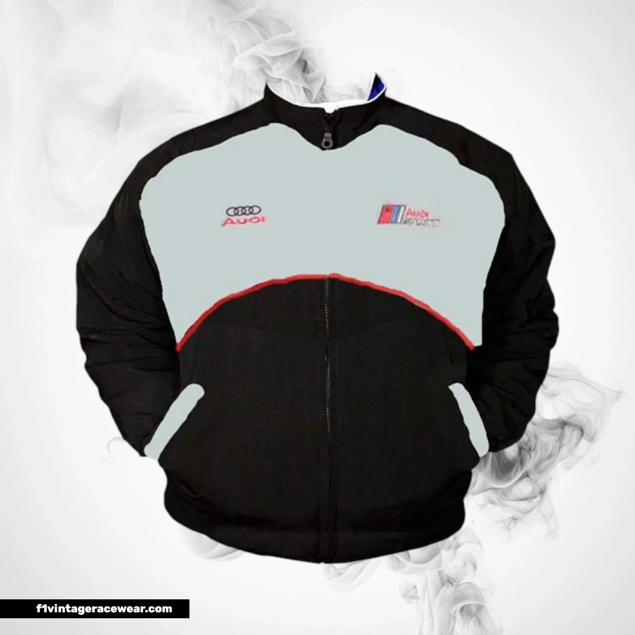 Audi Racing Jacket Light Gray and Black Motorsport Style