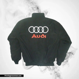 Audi Racing Jacket Light Gray and Black Motorsport Style