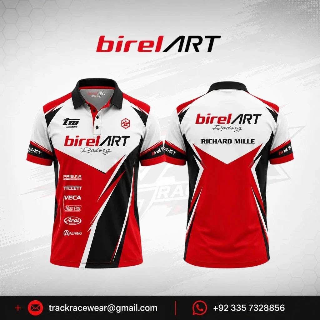 Birel ART Racing Team Polo Shirt Red White Black