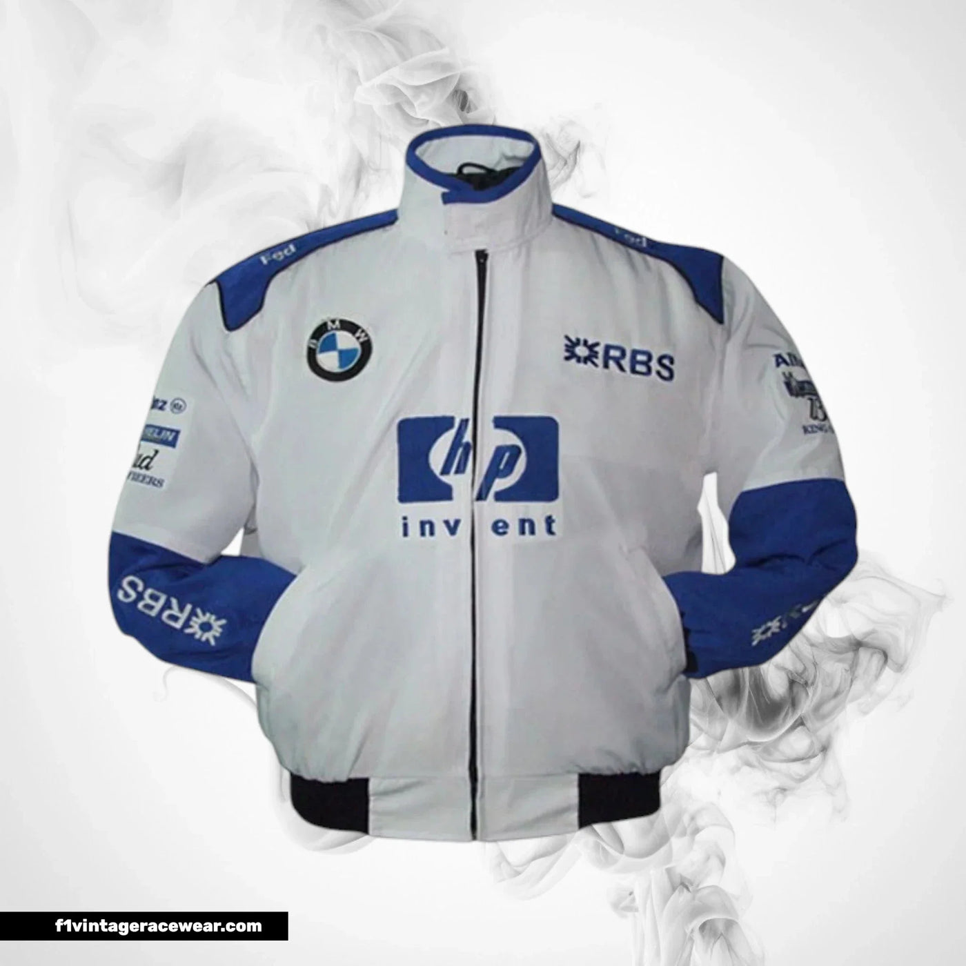BMW RBS F1 Racing Jacket White and Royal Blue Motorsport Style