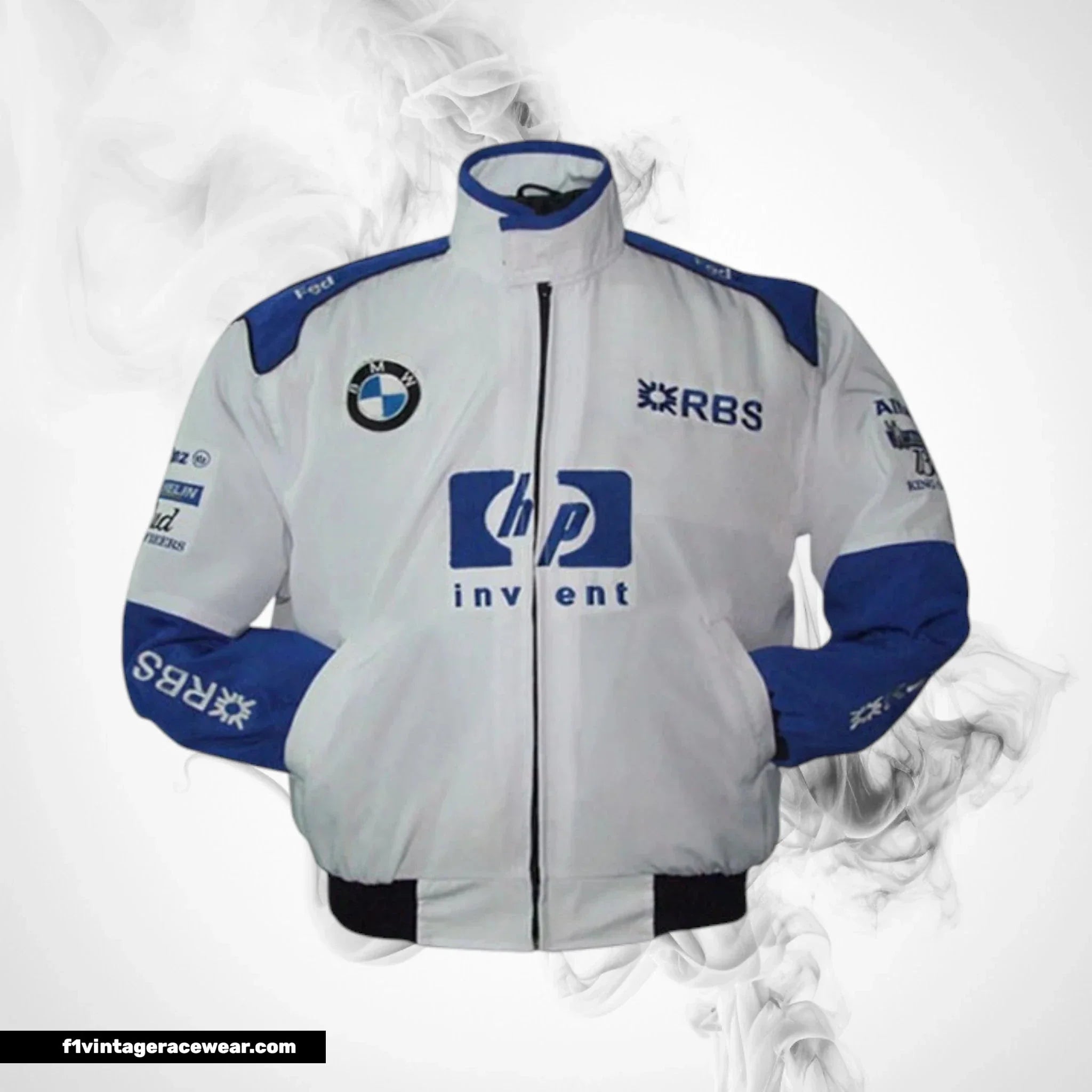 BMW RBS F1 Racing Jacket White and Royal Blue Motorsport Style