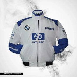 BMW RBS F1 Racing Jacket White and Royal Blue Motorsport Style