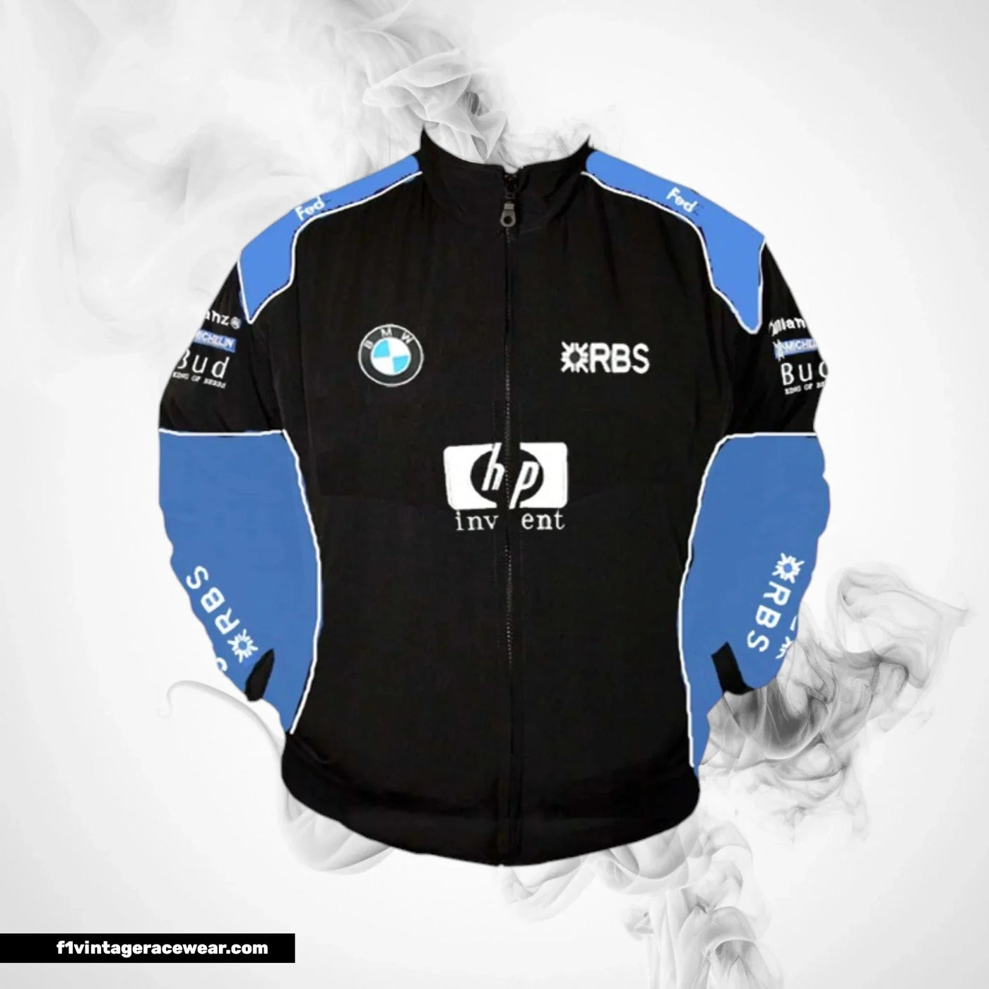 BMW RBS HP Racing Jacket Black and Royal Blue Motorsport Style