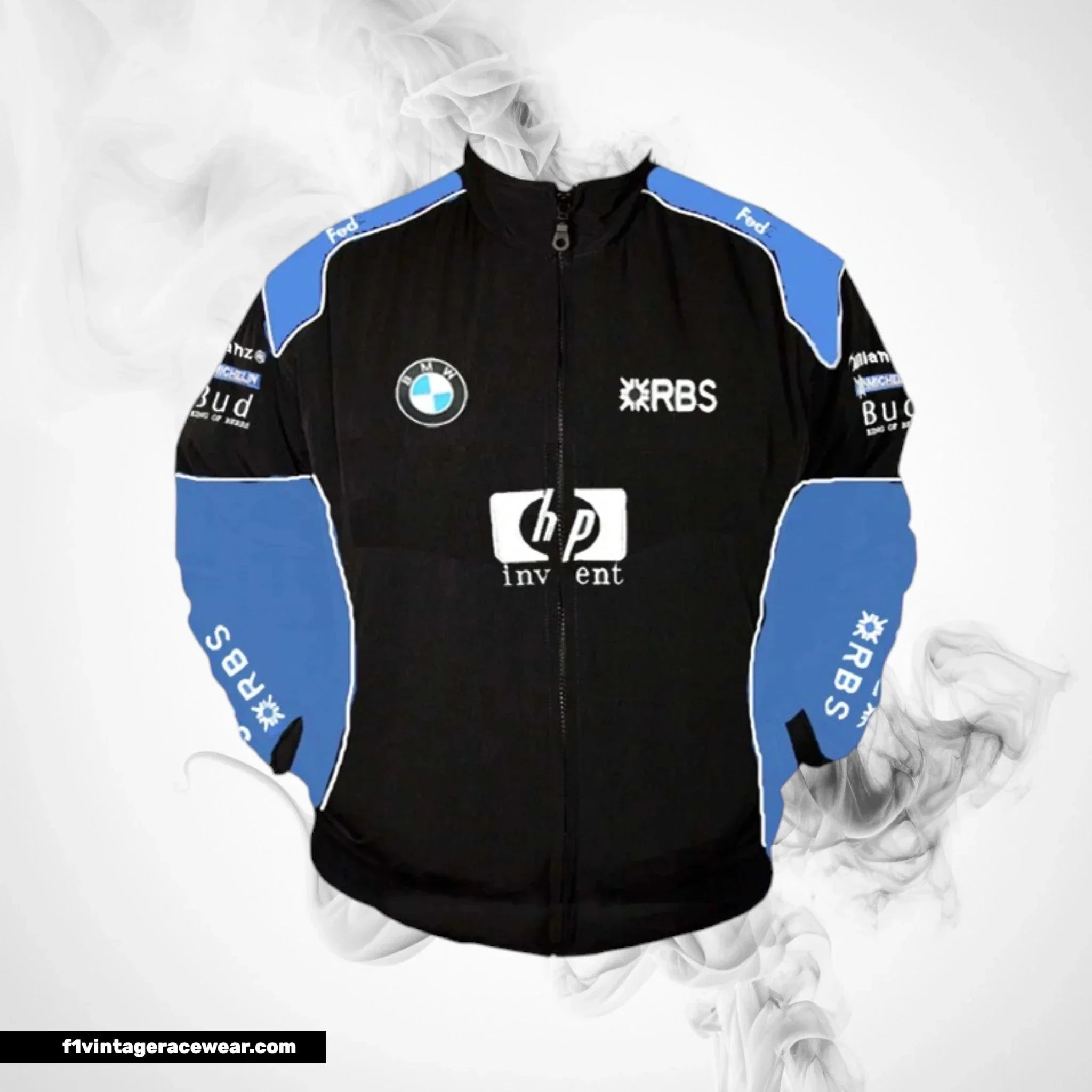 BMW RBS HP Racing Jacket Black and Royal Blue Motorsport Style
