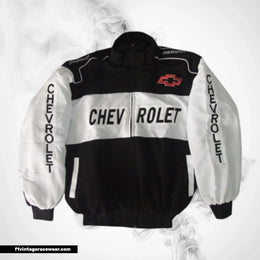 Chevrolet Racing Jacket Black White Vintage Muscle Style