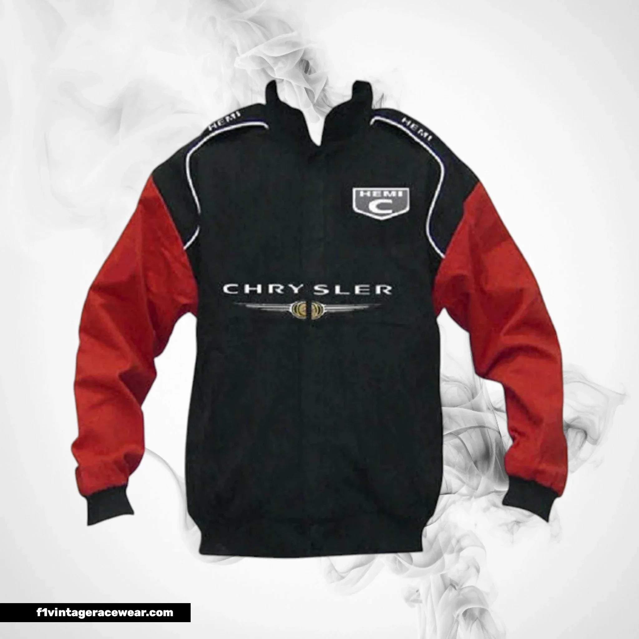 Chrysler C Logo Racing Jacket Black Red Vintage Motorsport Wear