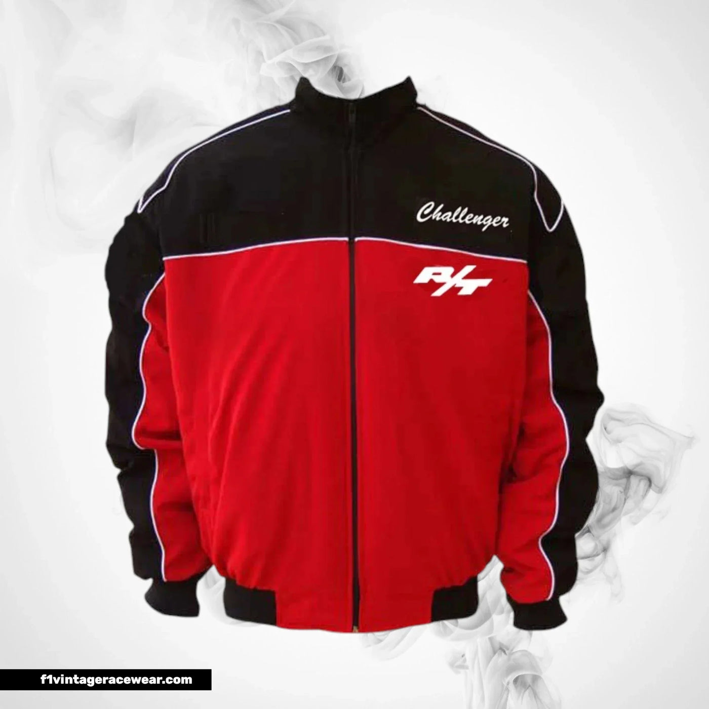 Dodge Challenger SRT Racing Jacket Black Red White Piping Streetwear Style