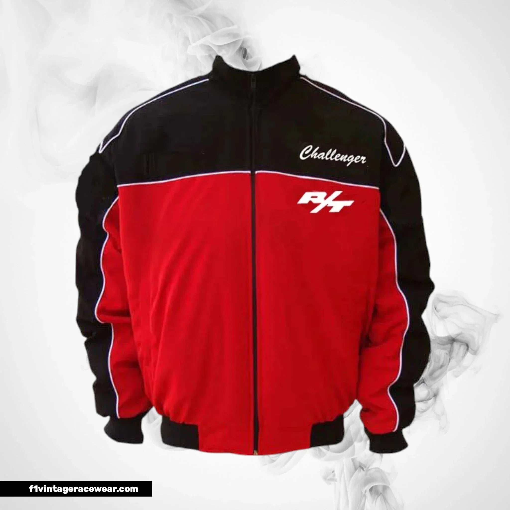 Dodge Challenger SRT Racing Jacket Black Red White Piping Streetwear Style