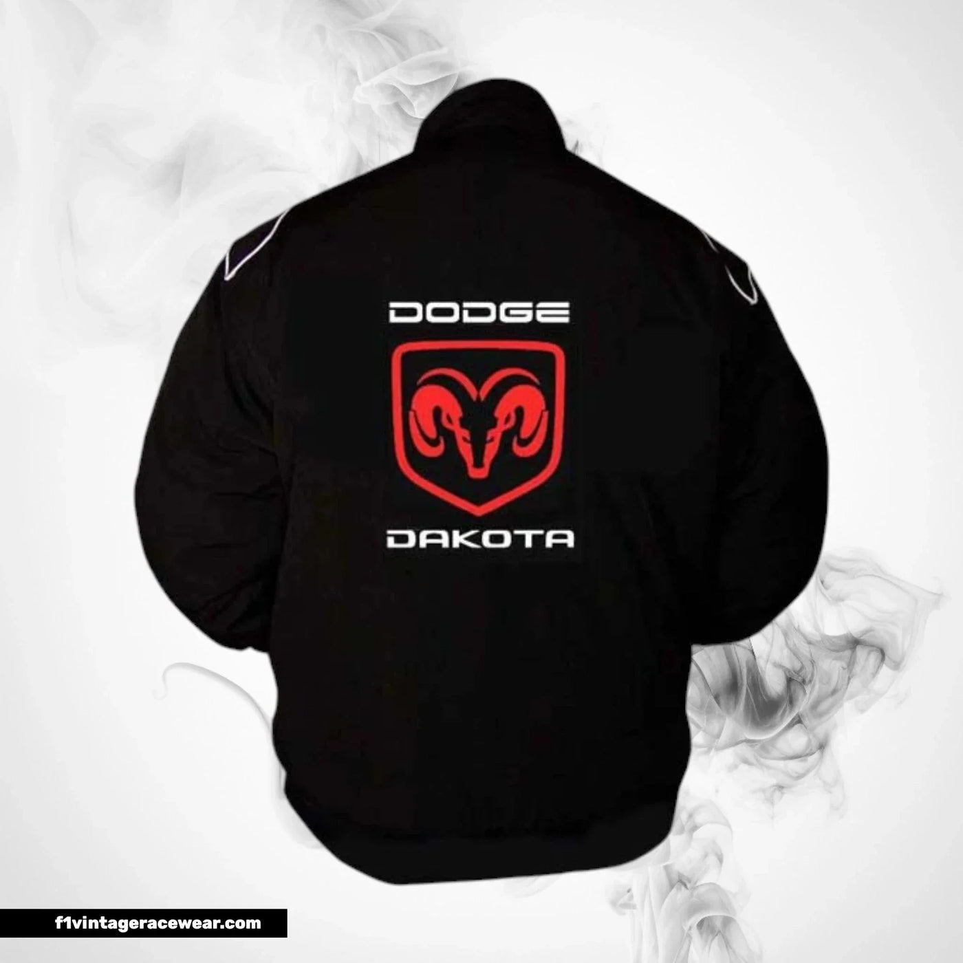 Dodge Dakota Racing Jacket Black White Piping Streetwear Style