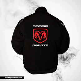 Dodge Dakota Racing Jacket Black White Piping Streetwear Style