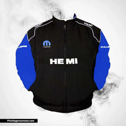 Dodge Hemi Mopar F1 Inspired Jacket Black Royal Blue Racing Style