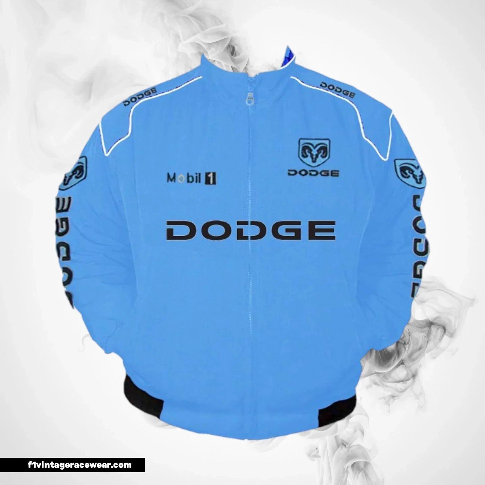 Dodge Mobil 1 Racing Jacket Light Blue Streetwear Style