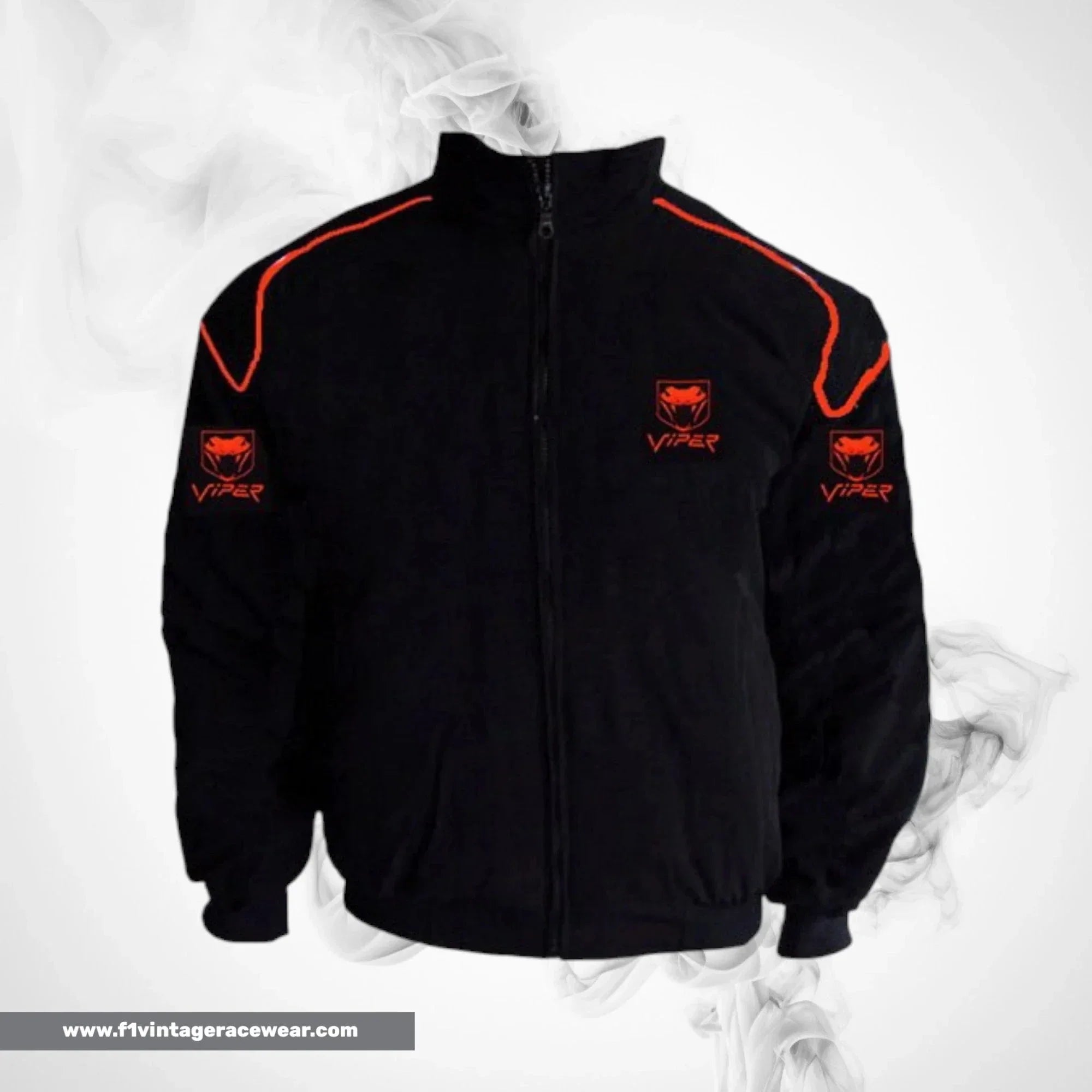 Dodge Viper Fangs Racing Jacket Black Red Piping Streetwear Style