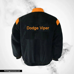 Dodge Viper Racing Jacket Black Orange Vintage Muscle Style