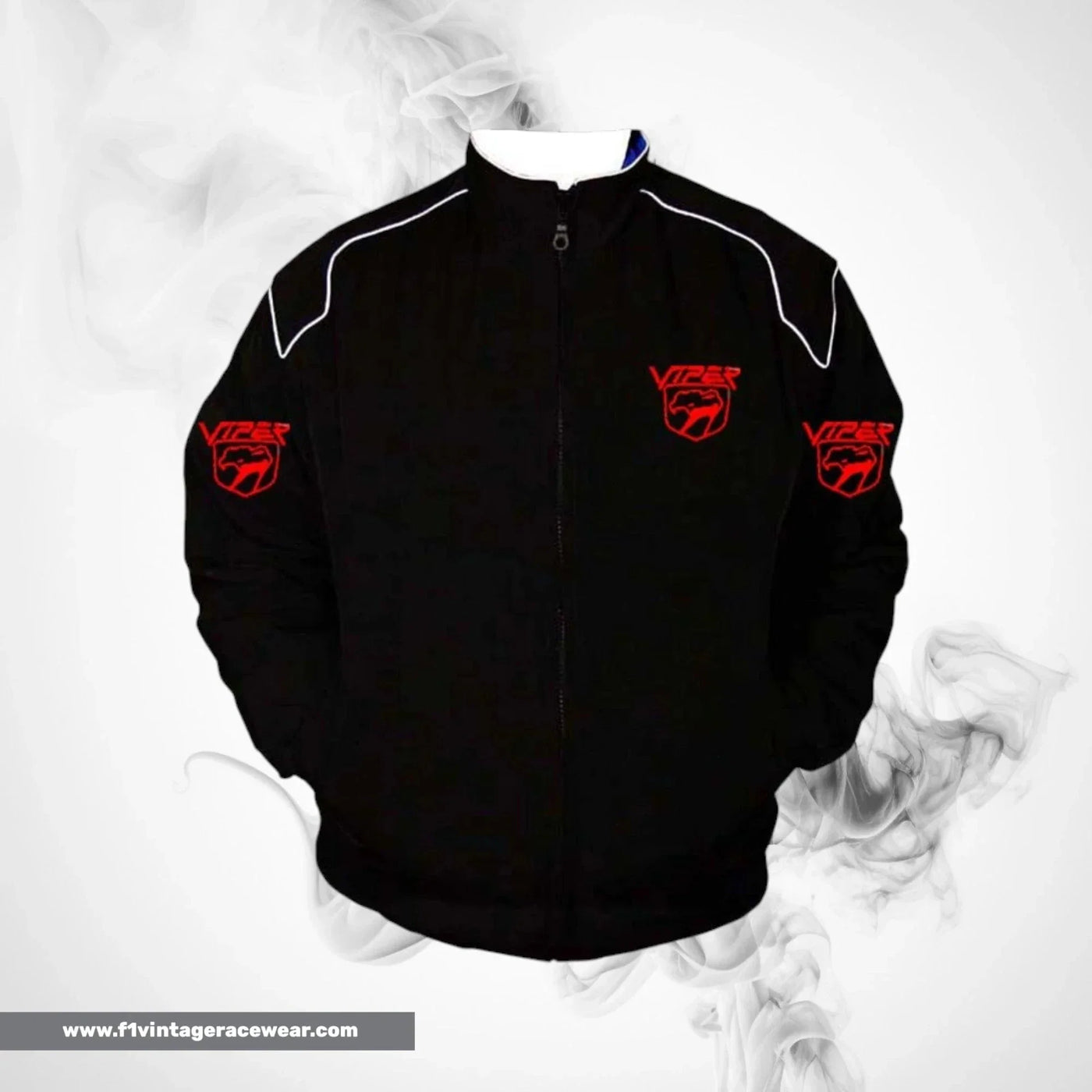 Dodge Viper Racing Jacket Black White Piping Muscle Car Style