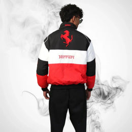 Ferrari F1 Vintage Racing Jacket - Black White Red