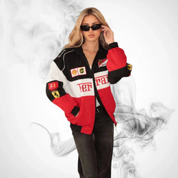 Ferrari F1 Vintage Racing Jacket - Black White Red