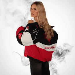Ferrari F1 Vintage Racing Jacket - Black White Red
