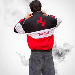 Ferrari F1 Vintage Racing Jacket - Black White Red
