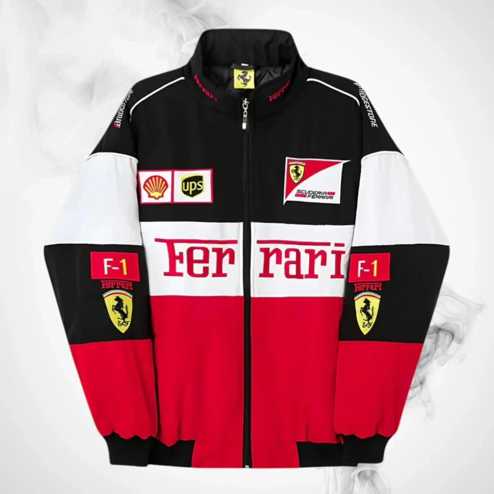 Ferrari F1 Vintage Racing Jacket - Black White Red