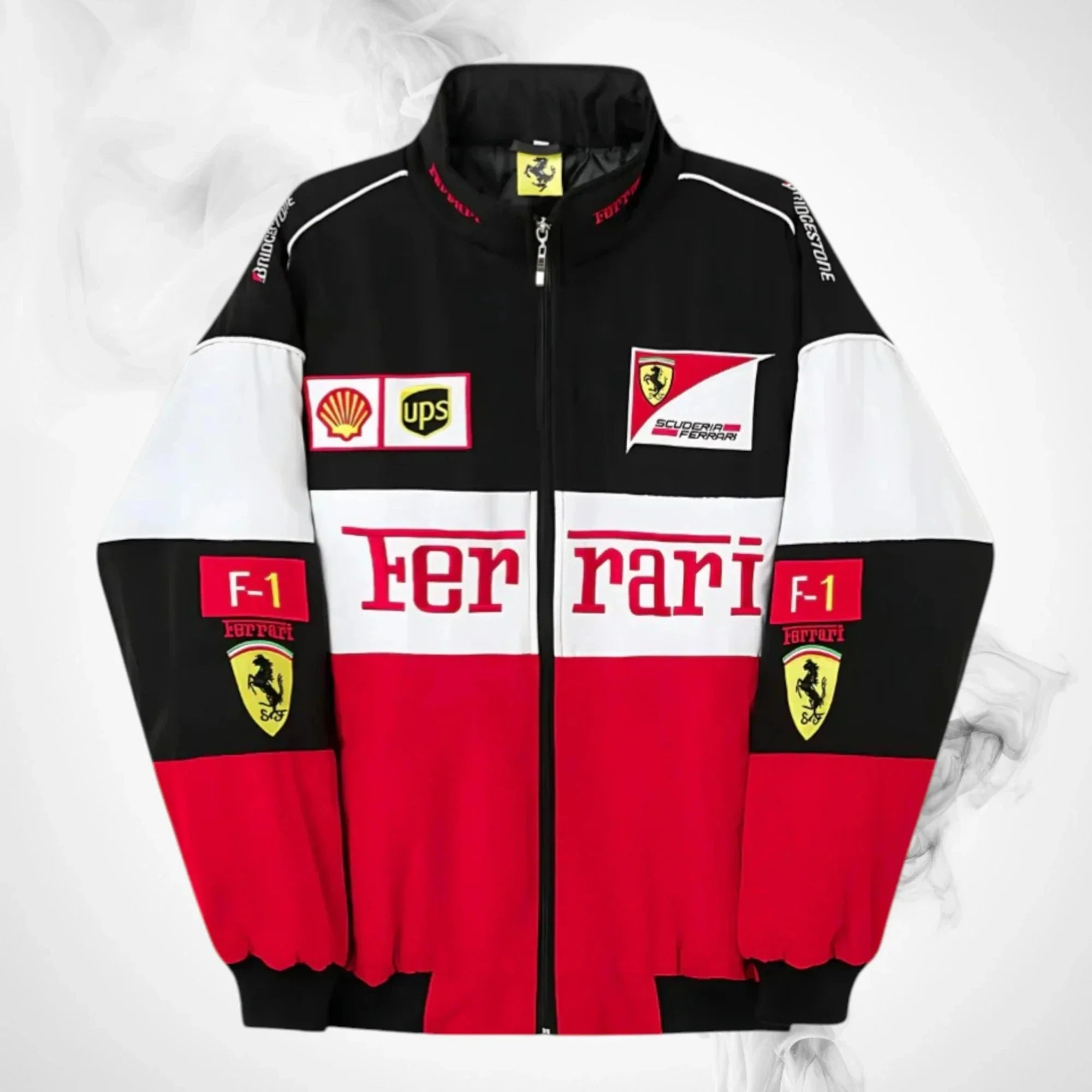 Ferrari F1 Vintage Racing Jacket - Black White Red