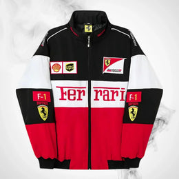 Ferrari F1 Vintage Racing Jacket - Black White Red