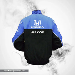 Honda Civic Racing Jacket Blue Black Streetwear Style