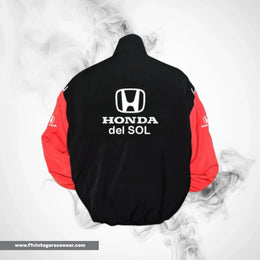 Honda Del Sol Racing Jacket Black Red Streetwear Style