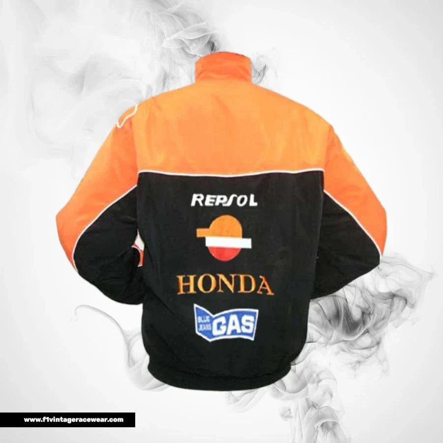 Honda Repsol Snap On MotoGP Inspired Jacket Orange Black Racing Style