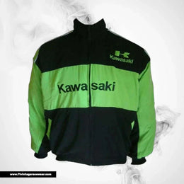 Kawasaki F1 Inspired Motorcycle Jacket Black Green Racing Style
