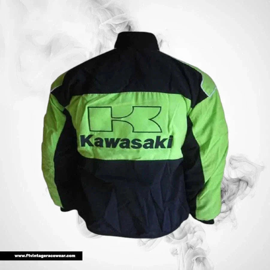 Kawasaki F1 Inspired Motorcycle Jacket Black Green Racing Style