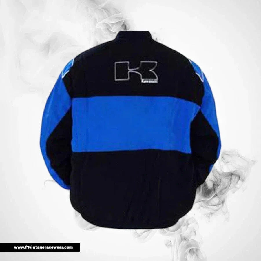 Kawasaki F1 Inspired Motorcycle Jacket Black Royal Blue Racing Style